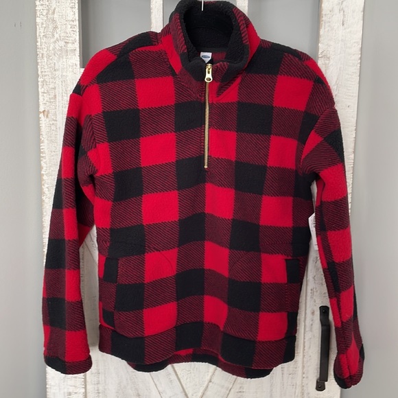 NWT Old Navy Buffalo Plaid Pullover Quarter Zip Fleece - Picture 3 of 9